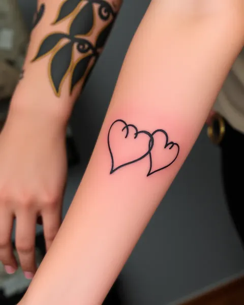 Tres corazones tatuado para recuerdos y amor duraderos