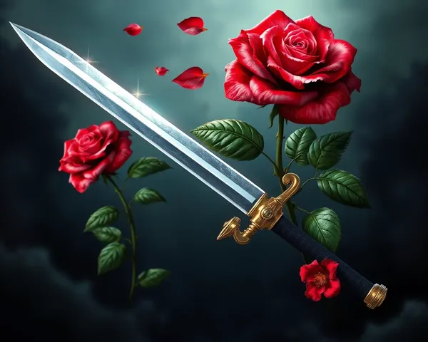 Título de imagen PNG de espadas y rosas