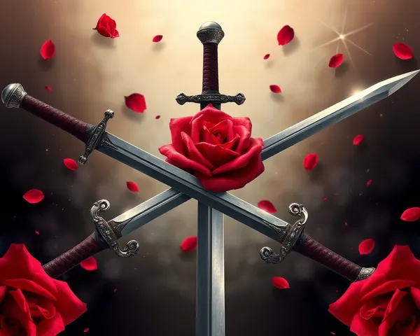 Título de imagen PNG de rosas con espadas