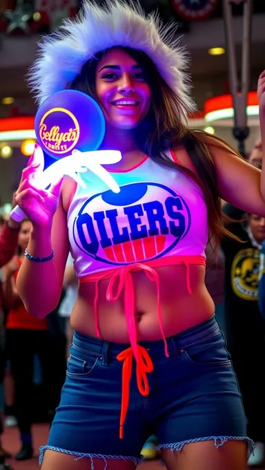 Un fan de Oilers saca los pechos en público en un flash