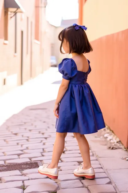 Vestido azul de niña con atuendo encantador