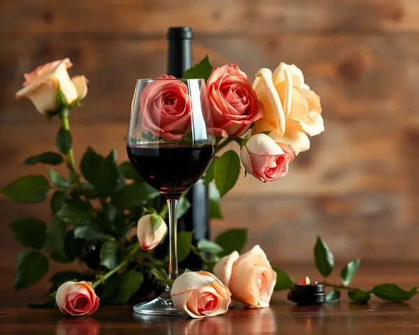 Vino y Rosas PNG Imagen Combinación