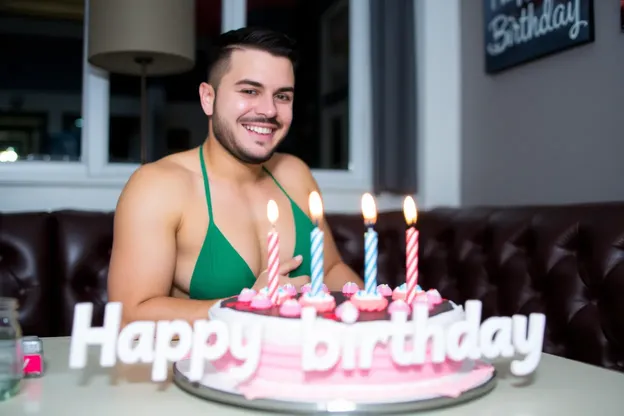 ¡Feliz cumpleaños, momento romántico desplegado con imágenes sexy