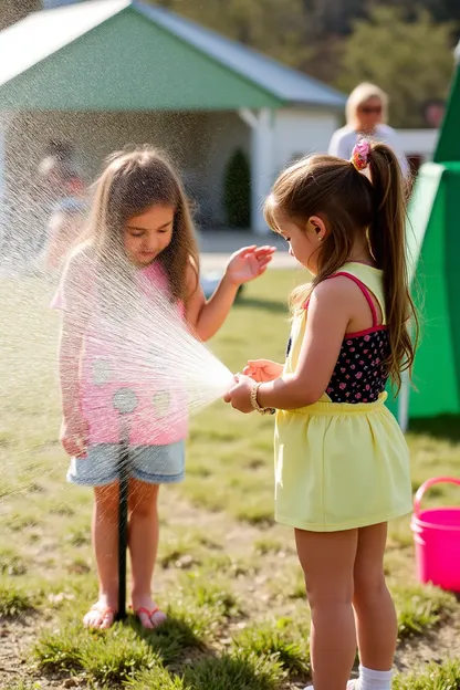 Área de juegos de chicas con agua: lugar de diversión feliz de las chicas