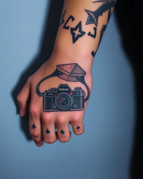 Appareil photo tatoué : concept d'art corporel créatif