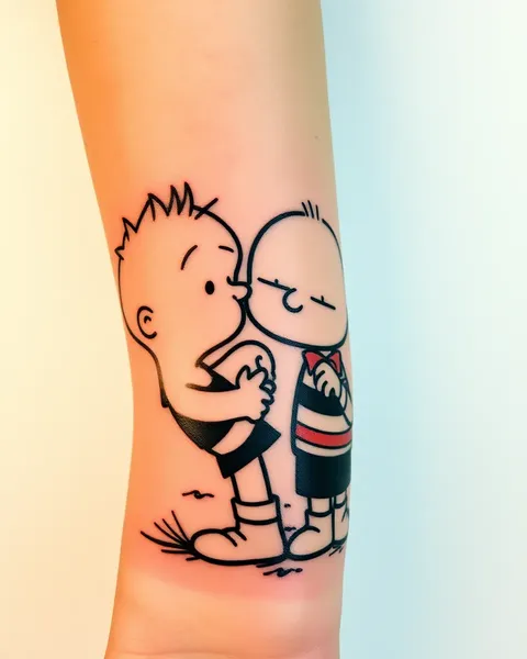 Art de design de tatouage Calvin et Hobbes