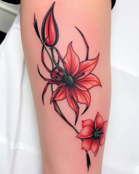 Artiste expressionnelle de tatouage de lis rouge