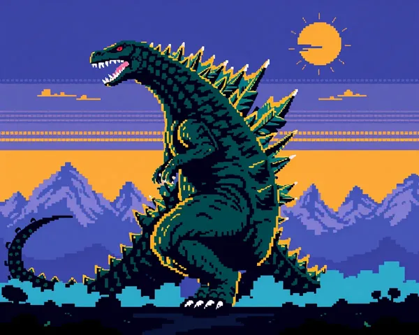 Artwork de Godzilla en 8 bits PNG affiché