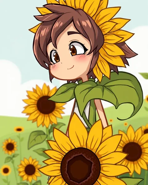 Autre image de fleur de soleil identique de dessin animé