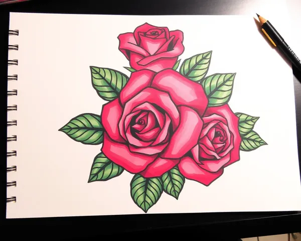 Belle guirlande de rose PNG en style de dessin de tatouage