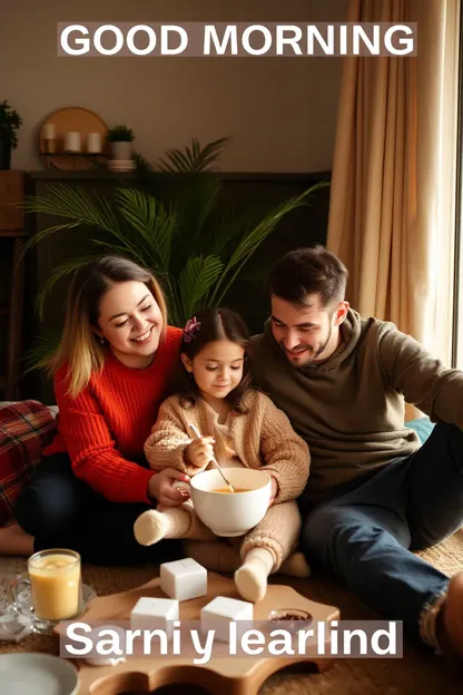 Bonne journée à la famille, image agréable de matin