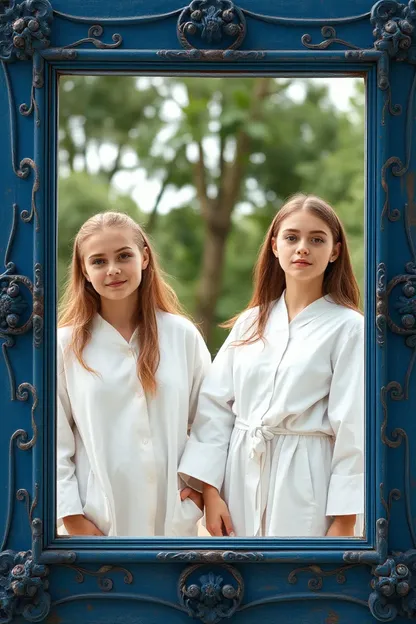 Cadre bleu pour le style de mode unique des filles