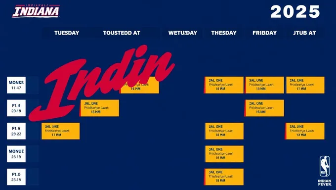 Calendrier de l'Indiana Fever 2025 imprimable disponible maintenant