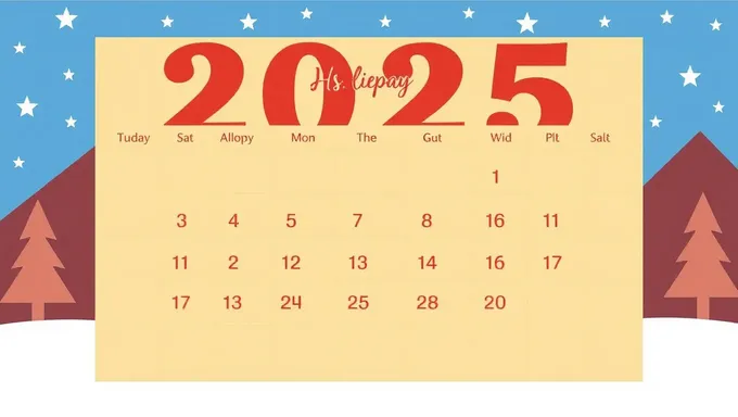 Calendrier des Fêtes Fédérales 2025 Éditable aux États-Unis