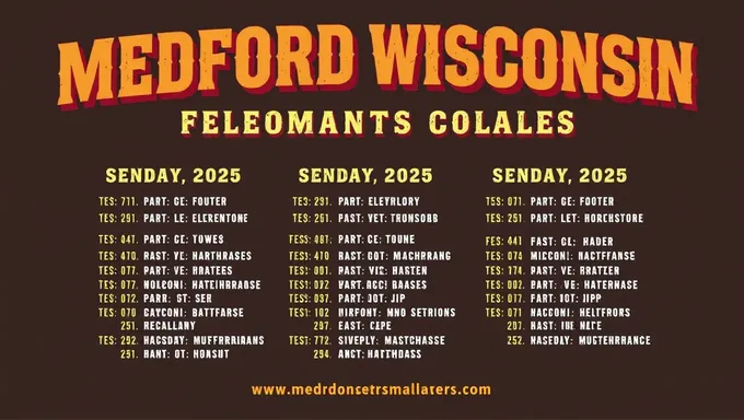 Calendrier des concerts de Medford Wisconsin 2025-2025 : disponible maintenant