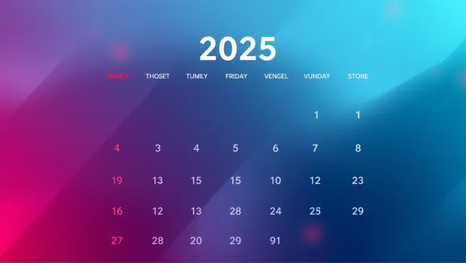 Calendrier des jours fériés 2025 avec célébrations et observances