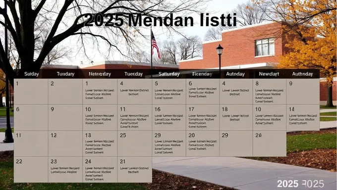 Calendrier scolaire des fêtes 2025-25 du district de Lower Merion