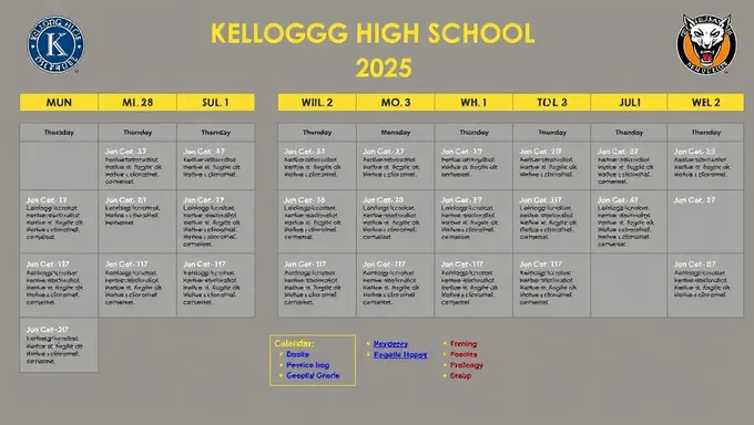 Calendrier scolaire officiel de l'école secondaire Kellogg 2025