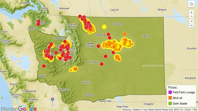 Carte de la situation actuelle des incendies dans l'État de Washington en 2025