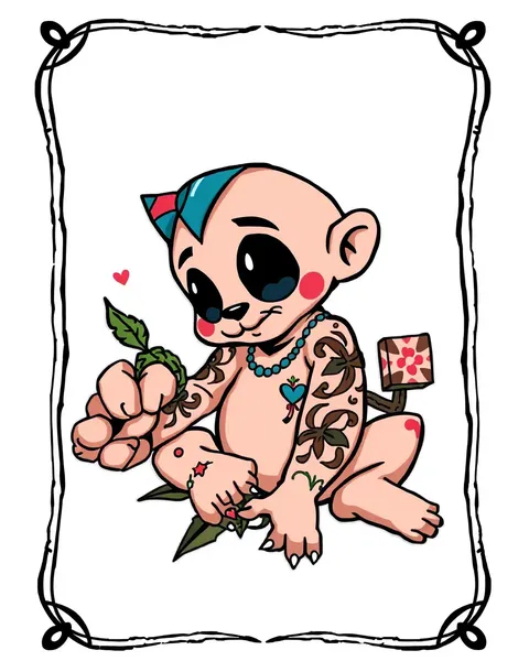 Cartoons avec des tatouages sur les personnages et les animaux