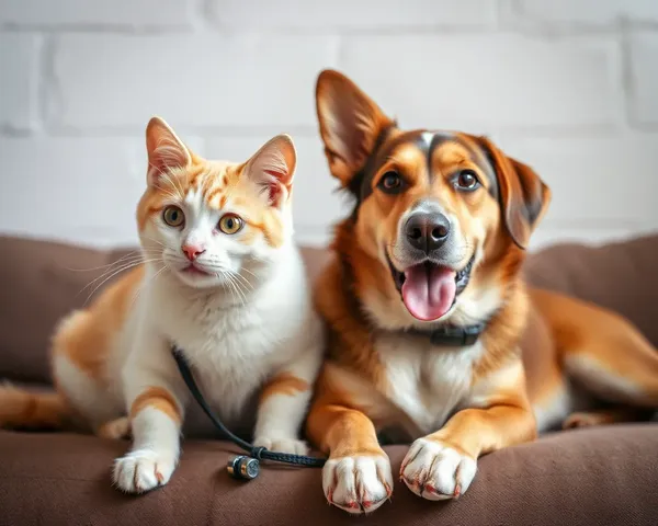 Chiens et chats en réunion comique