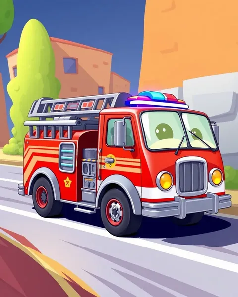 Collection d'images de cartoon de camion de pompiers