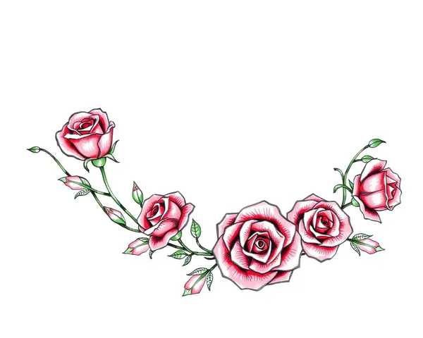 Concept de design de tatouage PNG en forme de guirlande de rose