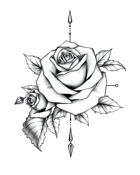 Concept de design de tatouage en forme de guirlande de rose Png