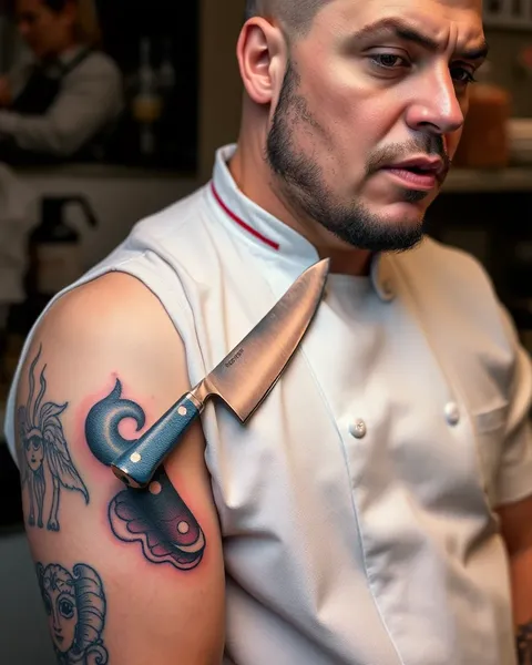 Conception Unique de Tatouage de Couteau de Cuisine pour les Professionnels