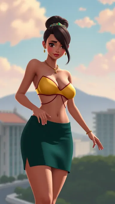 Conception de design de personnage en style d'animation de gros seins