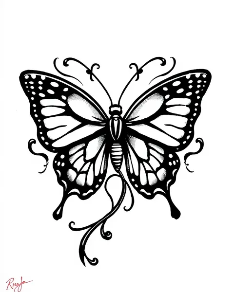 Conception de design de tatouage d'outline de papillon