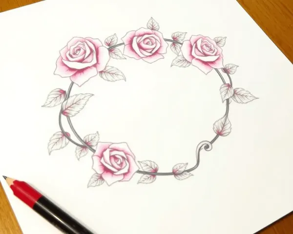 Conception de design de tatouage en forme de guirlande de rose en PNG