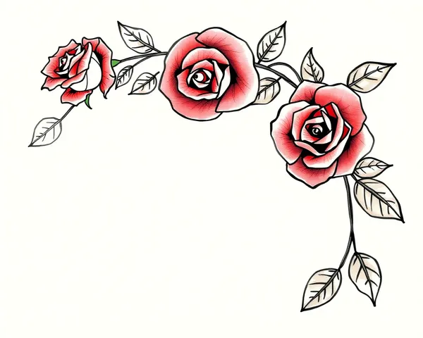 Conception de tatouage : garland de rose en format PNG