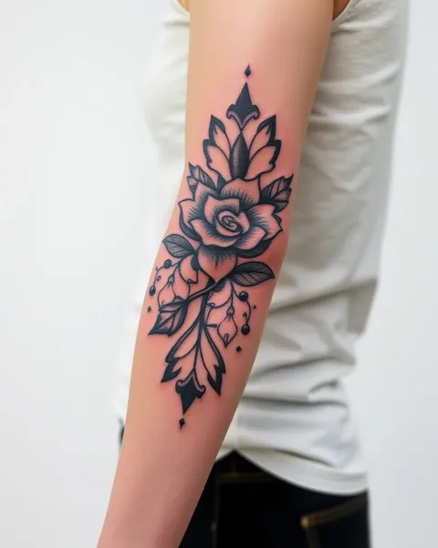 Conception de tatouage au coude dans divers styles artistiques