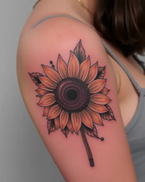 Conception de tatouage de fleur de tournesol belle pour l'art corporel