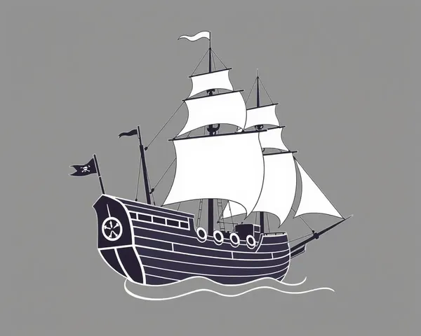 Contours de silhouette de navire pirate en format PNG en ligne