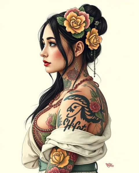 Dame nue tatouée : une forme d'expression artistique