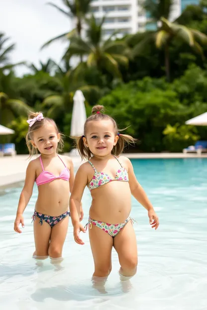 De nombreuses petites filles en bikini