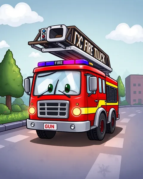 Des images de camion de pompiers animées avec des couleurs vives