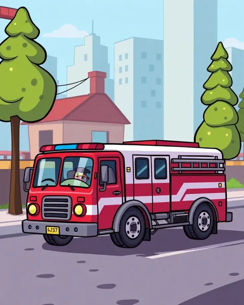 Des images de camion de pompiers en dessins animés pour l'éducation préscolaire