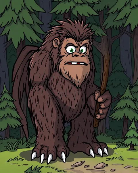 Des images de cartoon de Bigfoot en style coloré