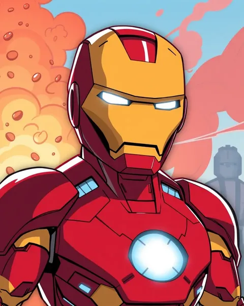 Des images de cartoon de l'armure d'Iron Man