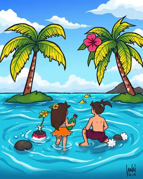 Des images de cartoon hawaiennes capturant les délices de la nourriture de l'île