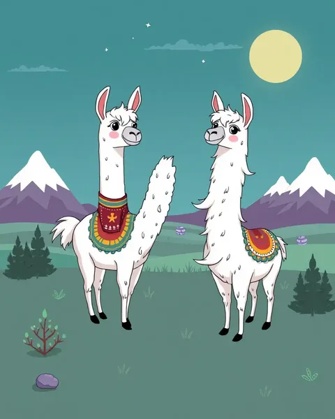 Des images de cartoons de lamas ensemble