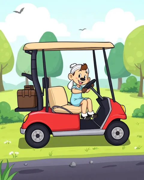 Des images de chariots de golf de cartoons montrant une imagination vibrante