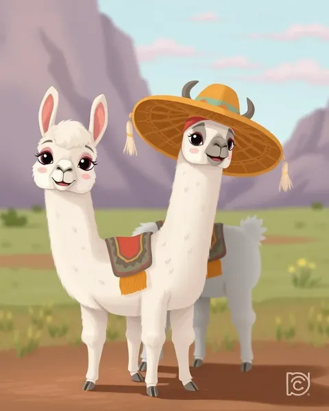 Des images de llamas de bandes dessinées : illustrations de llama