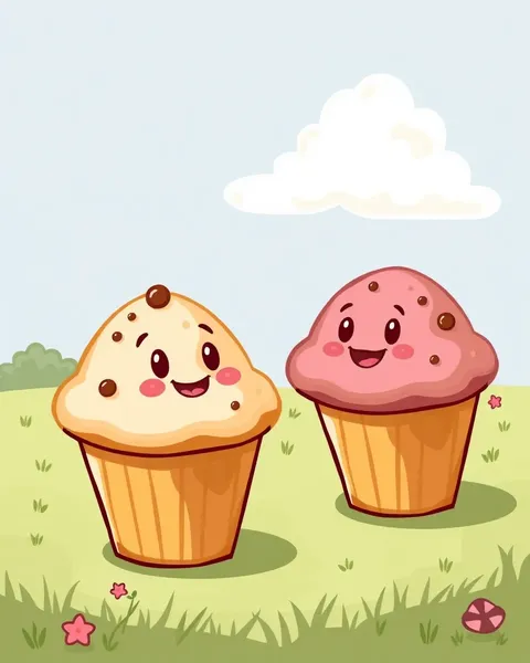 Des images de muffins de cartoon : des muffins de cartoon sucrés en illustrations