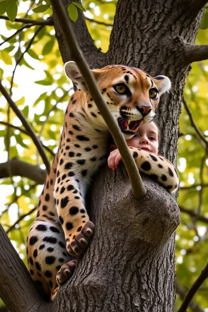 Emprint de cougar sur le tronc d'arbre de fille