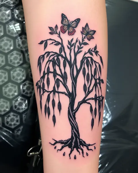 Explications sur la signification et le symbolisme du tatouage de saule pleureur