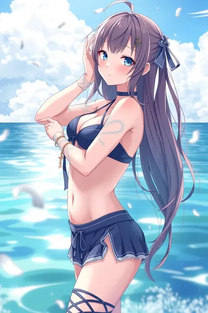 Fille anime mignonne AI vêtue d'un costume de bikini